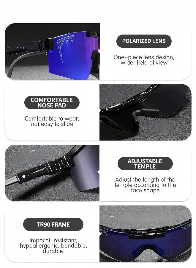 Cycling Sunglasses, Sports Sunglasses, UV Protection Cycling Sunglasses Polarized UV400 Visor Outdoor Windproof Glasses for Sports, Running, Golf, Baseball, Fishing - Image 3
